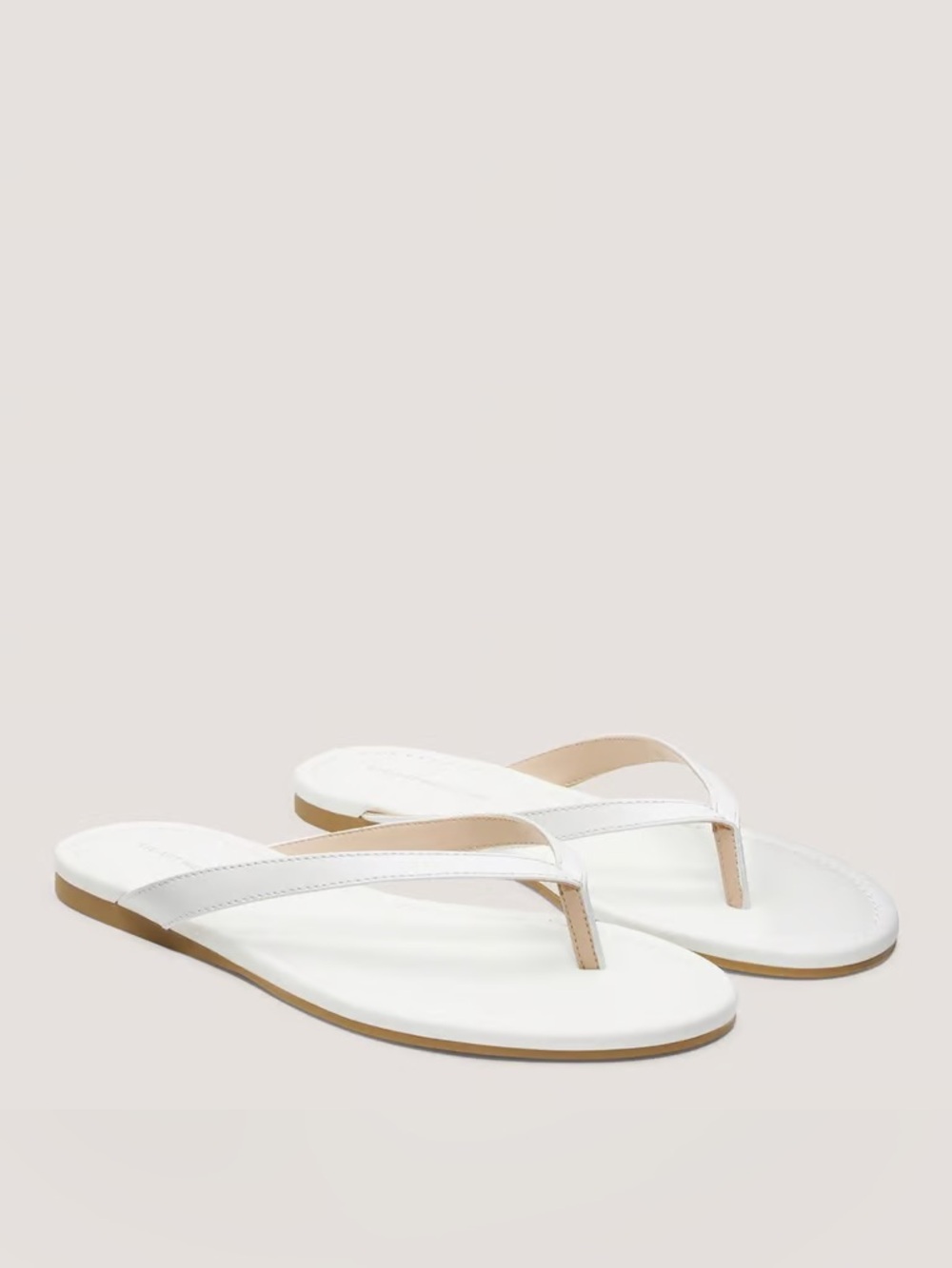 New🤍Stuart Weitzman White Leather Thong Sandals - Picture 5 of 7